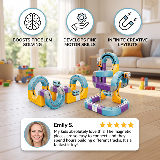 DIY Gravity Cube Track Building Kit with Electric Train