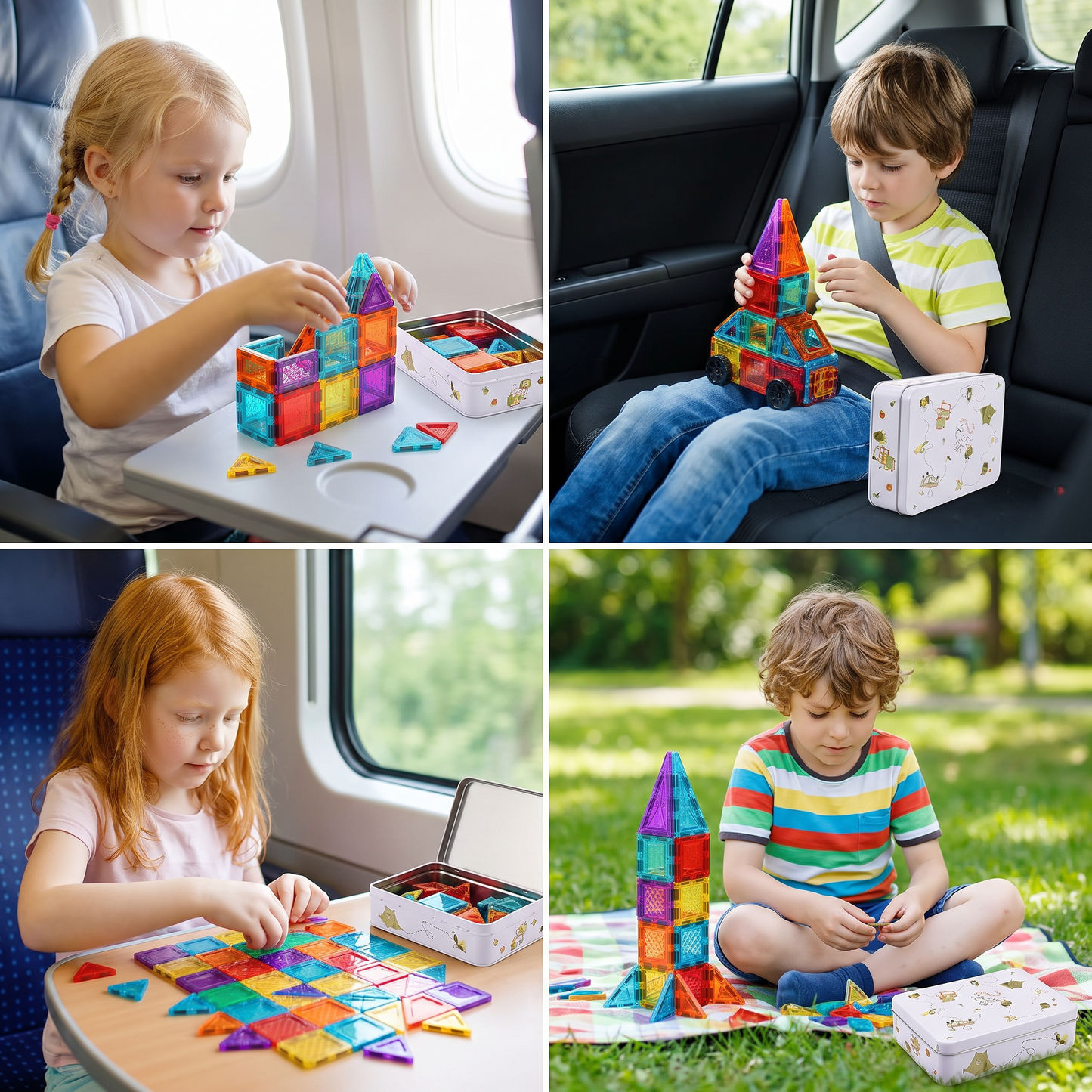 Safe Mini Magnetic Tiles Travel Set with Compact Storage Case