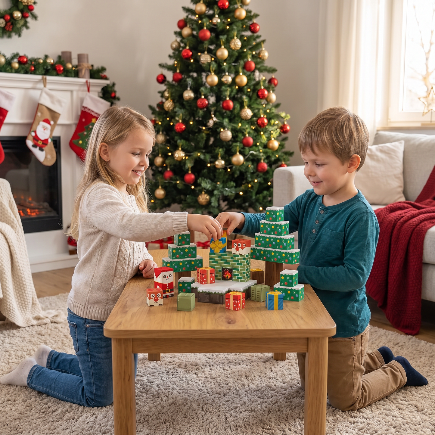 54-Piece Christmas Magnetic Building Blocks Set – Festive STEM Construction Toy