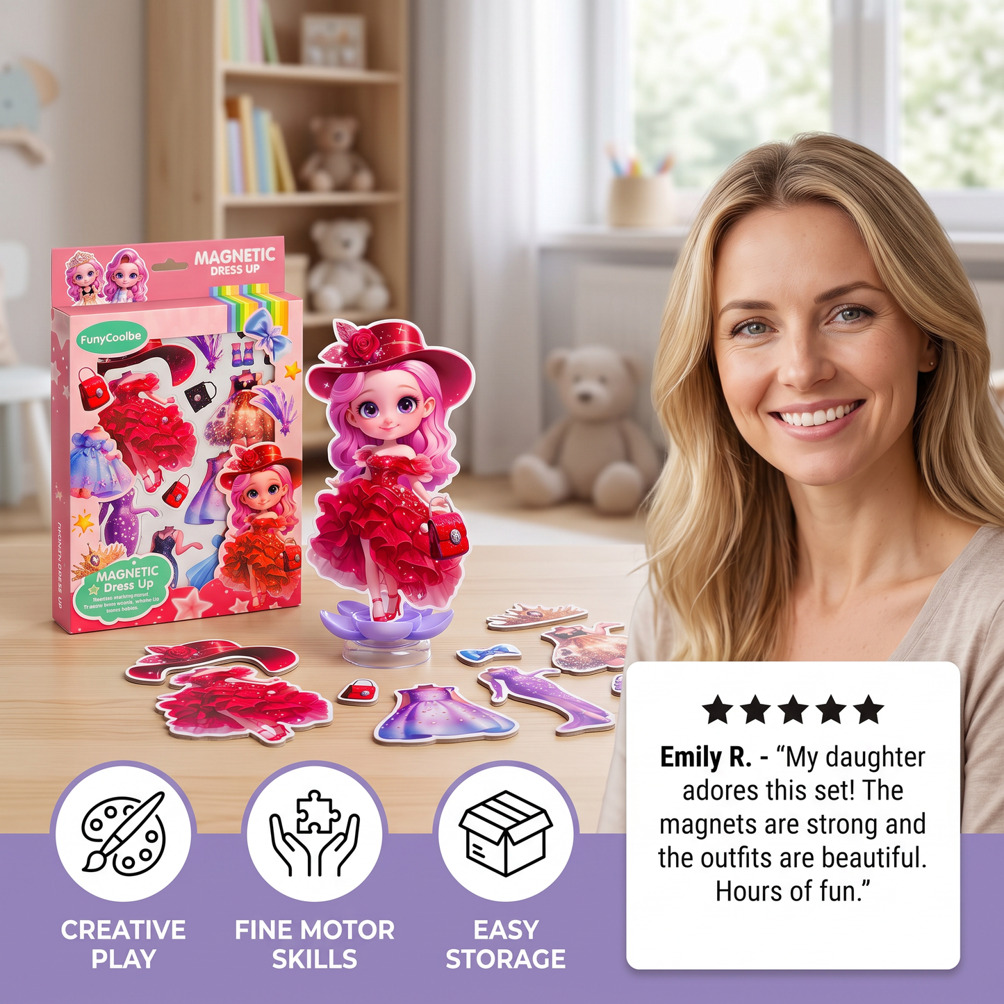 Magnetic Dress-Up Doll Set with Interchangeable Outfits