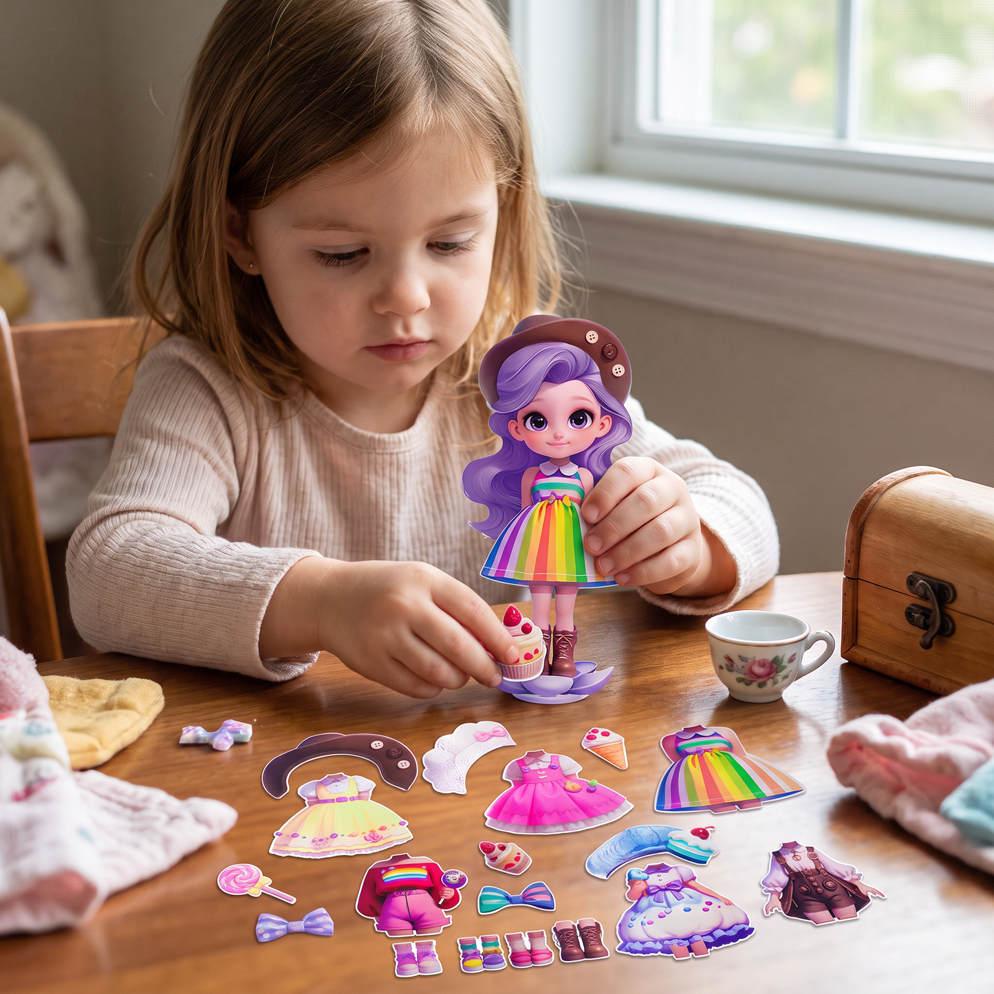 Magnetic Dress-Up Doll Set with Interchangeable Outfits