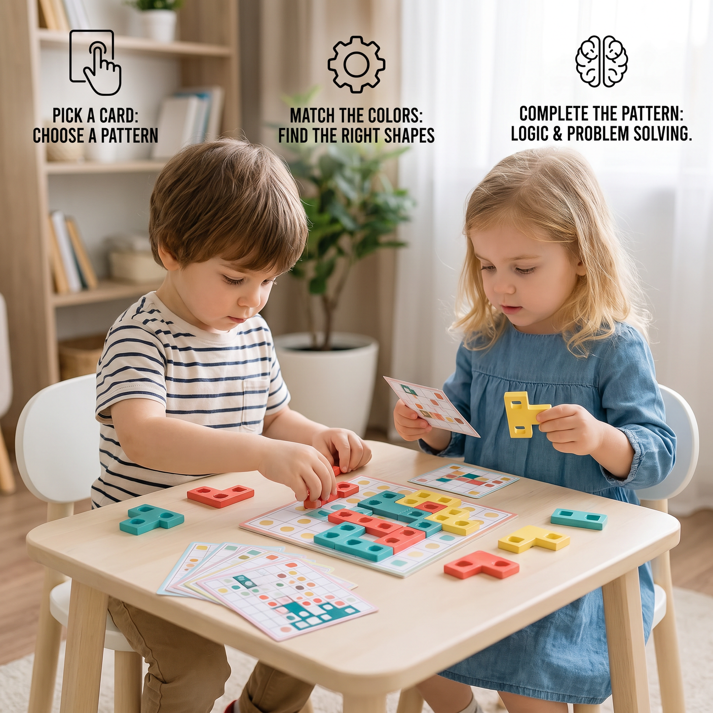 Montessori Wooden Shape Matching Puzzle – Color & Logic Brain Training Game