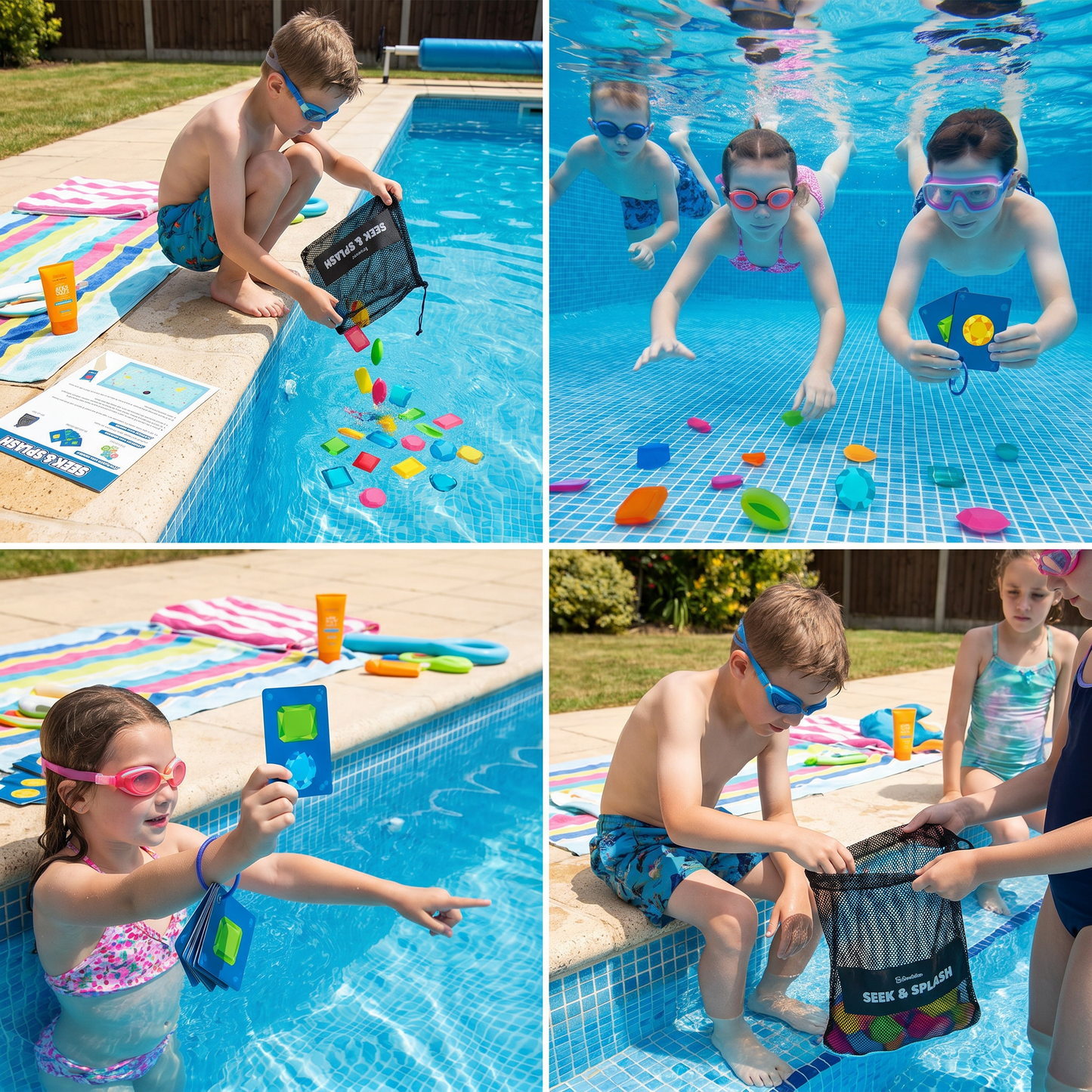 Underwater search & find game with colourful gems