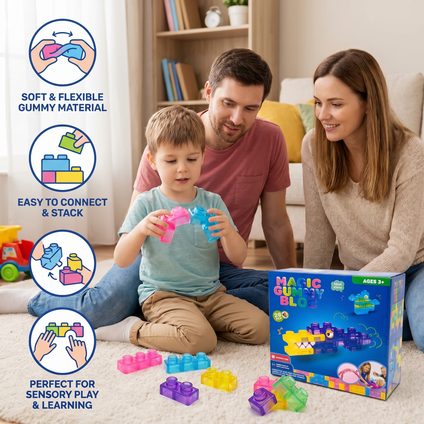 Magical gummy blocks, soft building blocks for children
