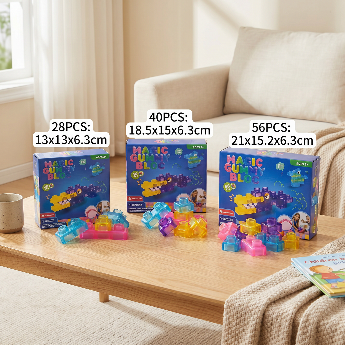 Magical gummy blocks, soft building blocks for children