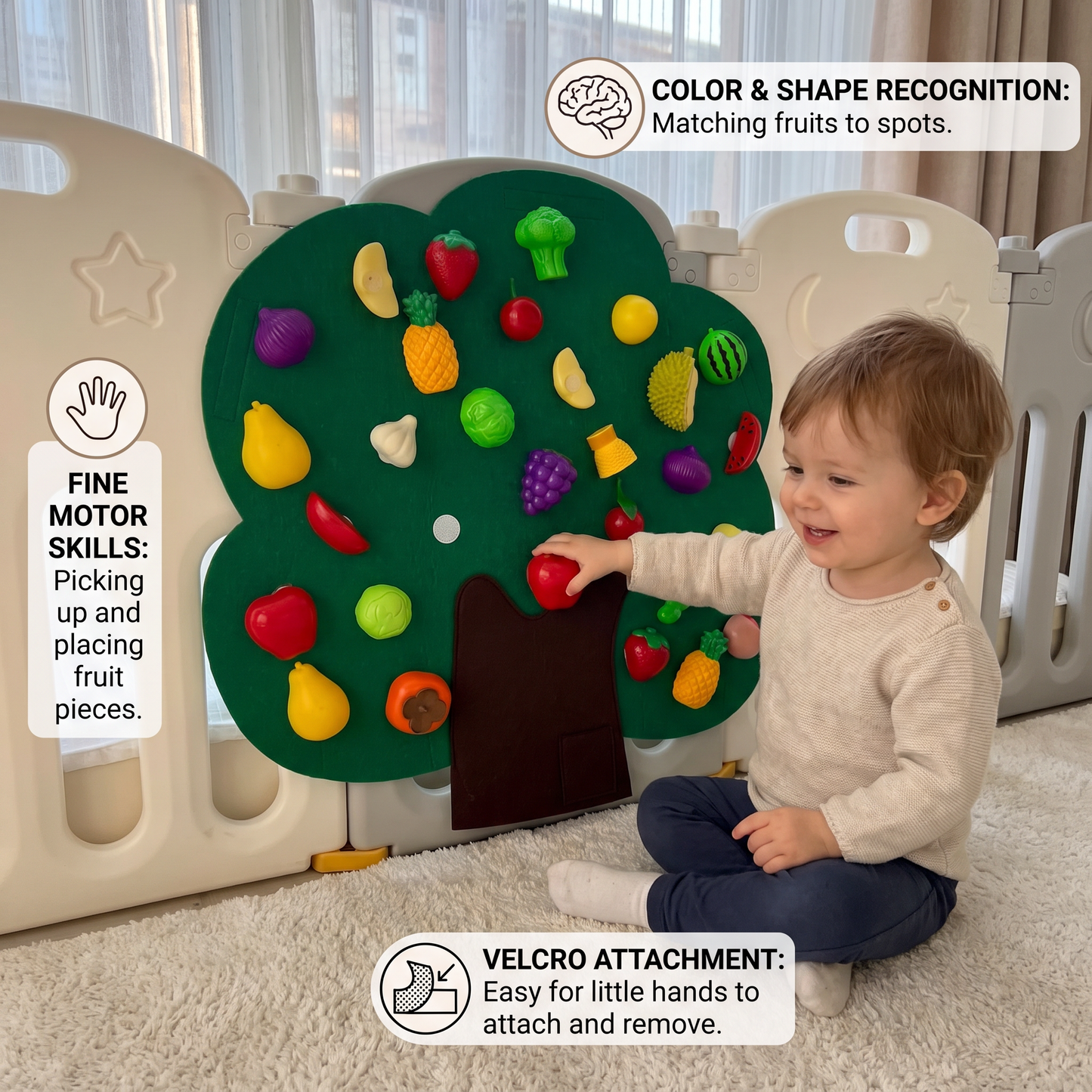 Felt Fruit Tree Activity Board – Montessori Learning Toy