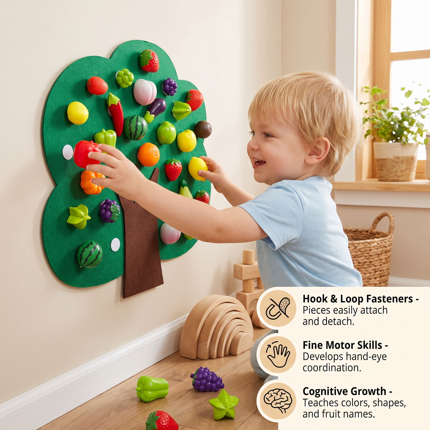 Felt Fruit Tree Activity Board – Montessori Learning Toy