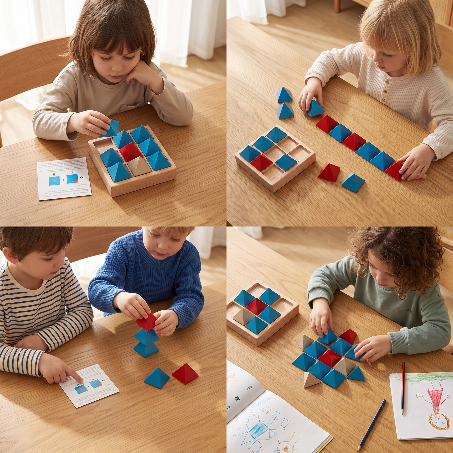 Wooden Geometric Pattern Puzzle – Logic & Spatial Thinking Game