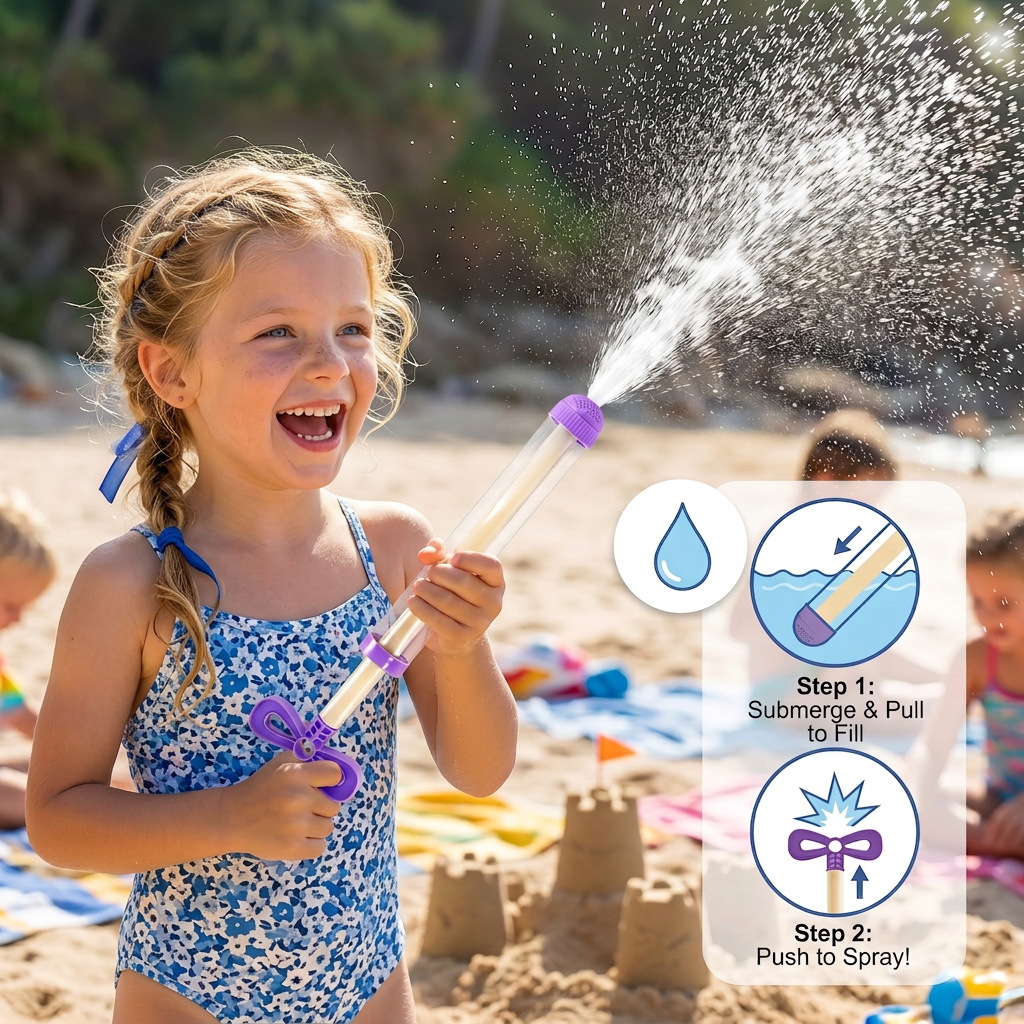 Kids Water Spray Blaster – Handheld Pull Spray Toy for Outdoor Fun