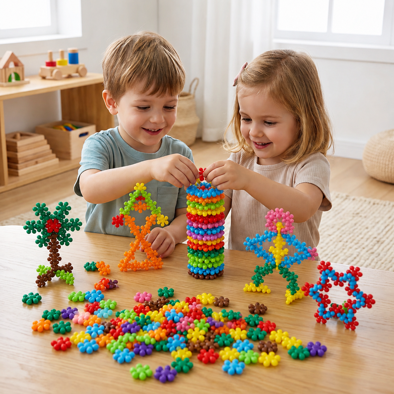 Montessori Plum Blossom Building Block Set