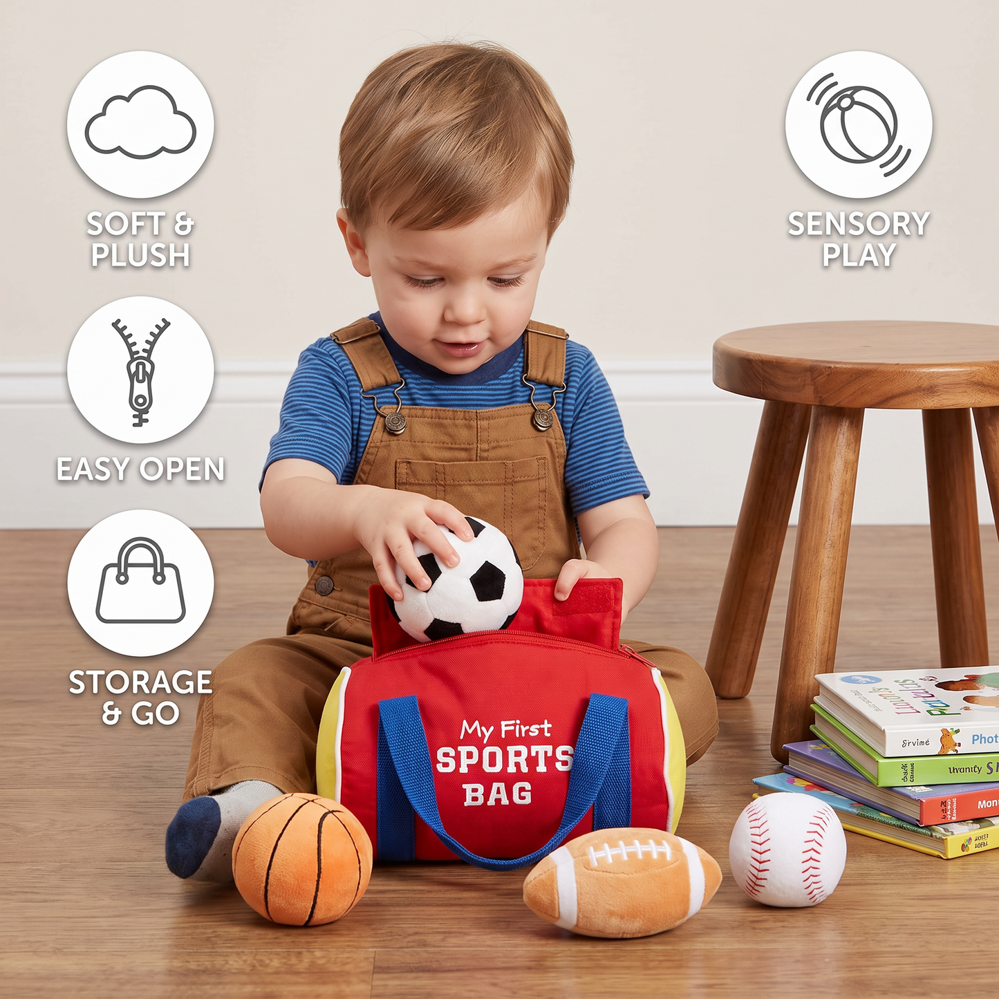 My First Sports Plush Bag – Soft Baby Play Set