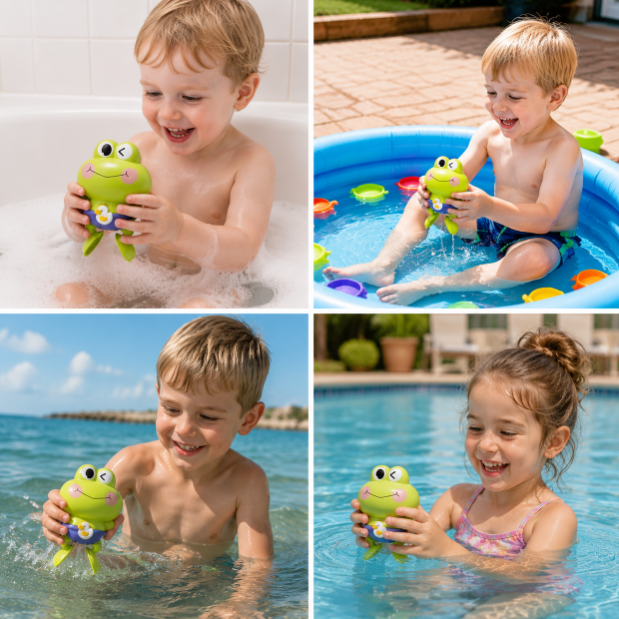 Cute Wind-Up Swimming Frog Bath Toy for Kids
