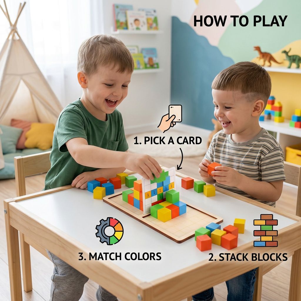 3D Color Match Building Blocks Puzzle Game