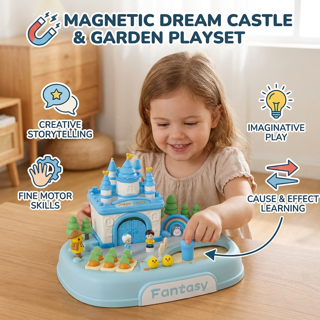 Magnetic Dream Castle & Garden Playset for Kids