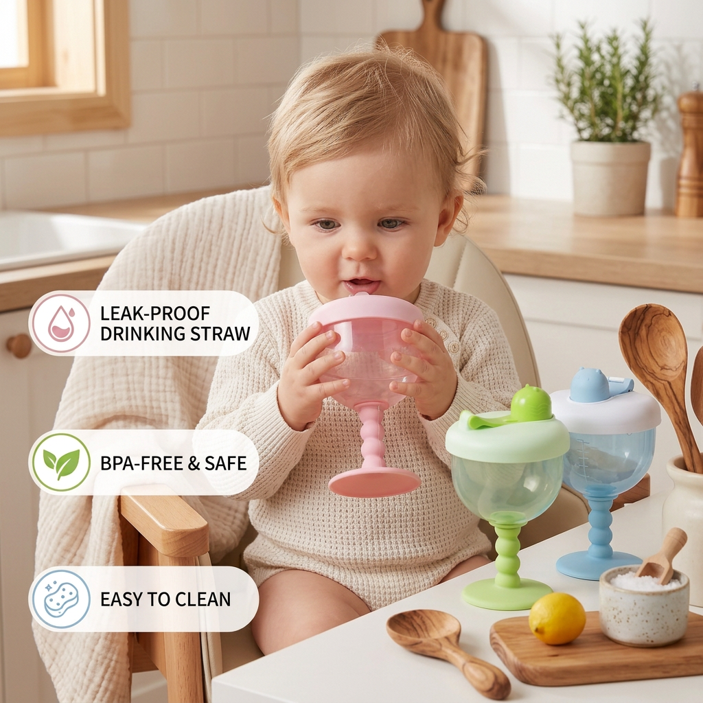 Spill-Proof Baby Straw Training Cup