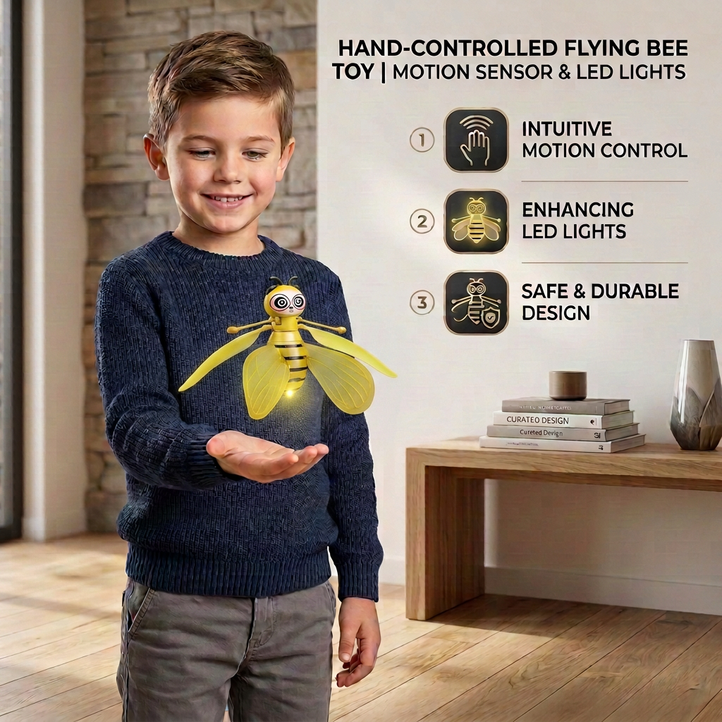 Hand-Controlled Flying Bee Toy with Motion Sensor and LED Lights