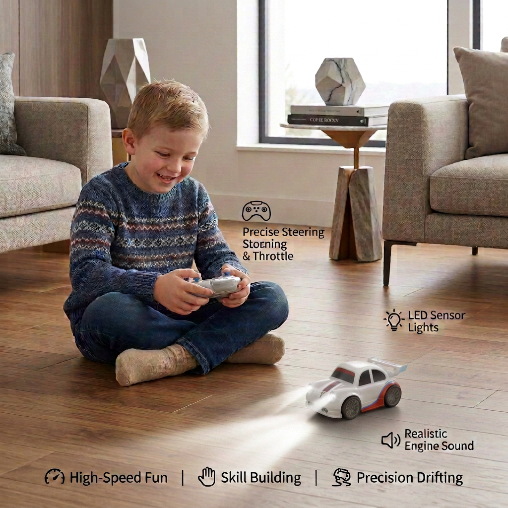 RC Racing Drift Car for Kids - Remote Control with Sensor Lights & Sound