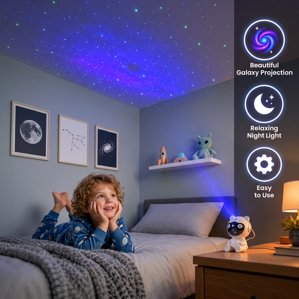 Astronaut Galaxy & Star Projector with 8-Color Nebula & Remote Control