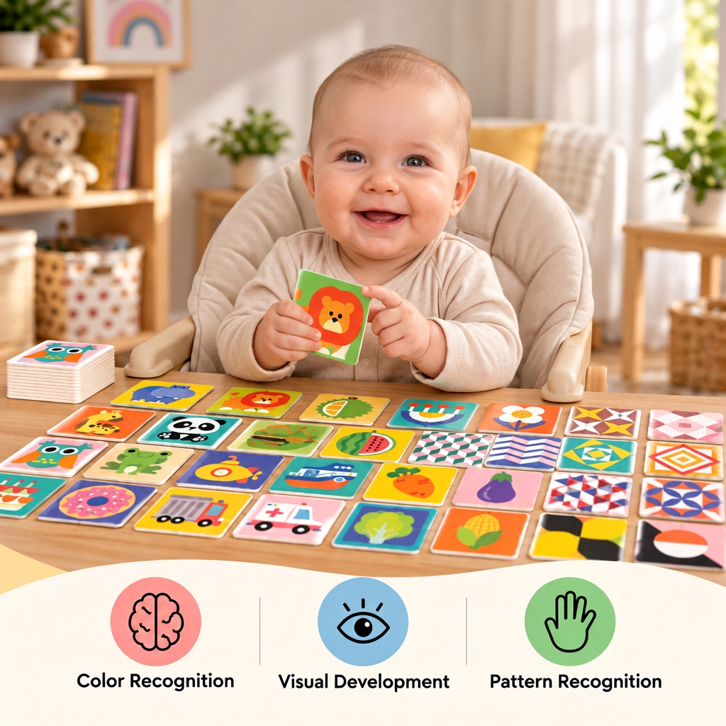Montessori Baby Learning Flash Cards – Visual Stimulation, Color Recognition & Categorization Set