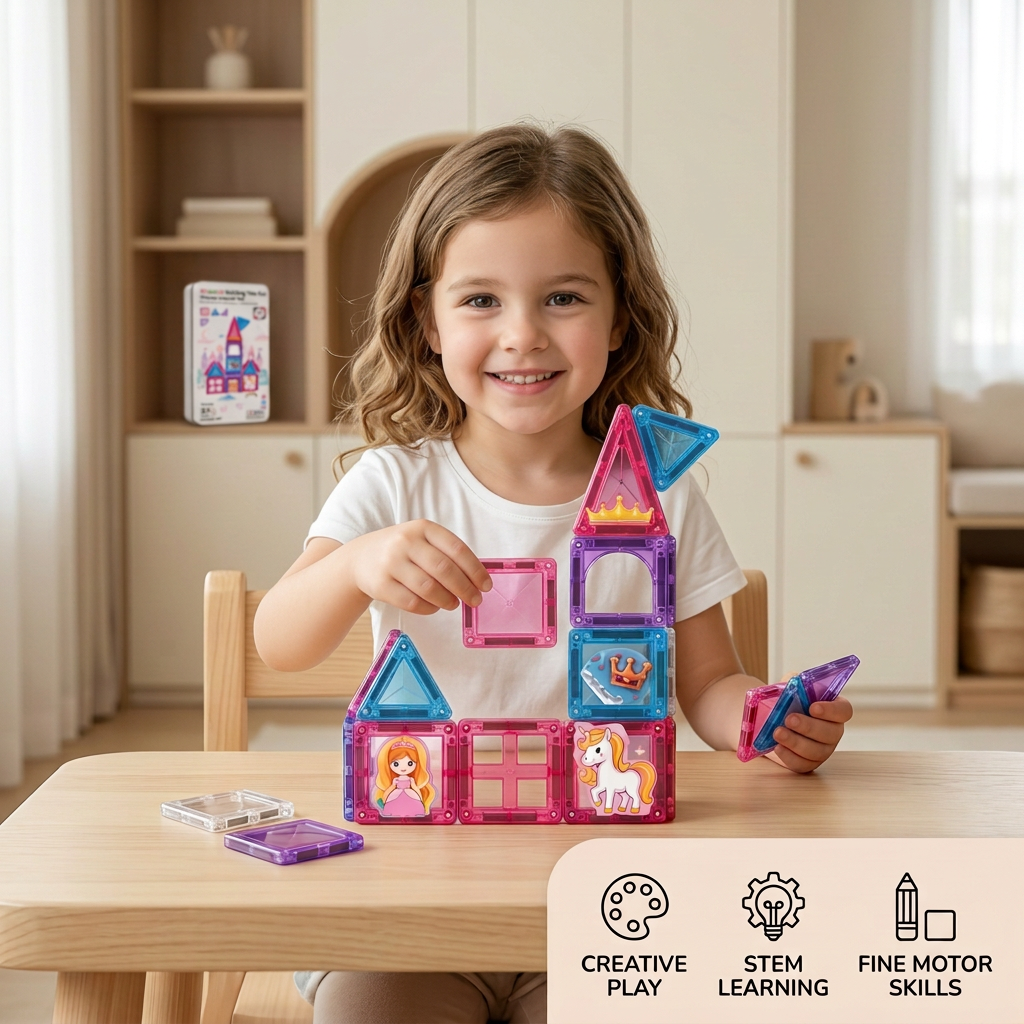 Princess Castle Travel Play Set with Compact Metal Storage Box