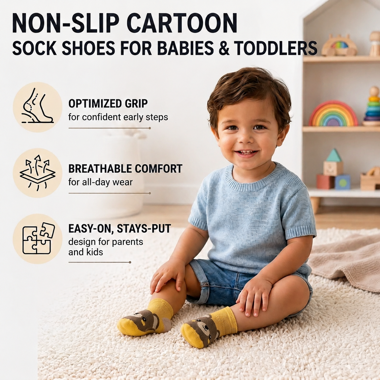 Non-Slip Cartoon Sock Shoes for Babies & Toddlers