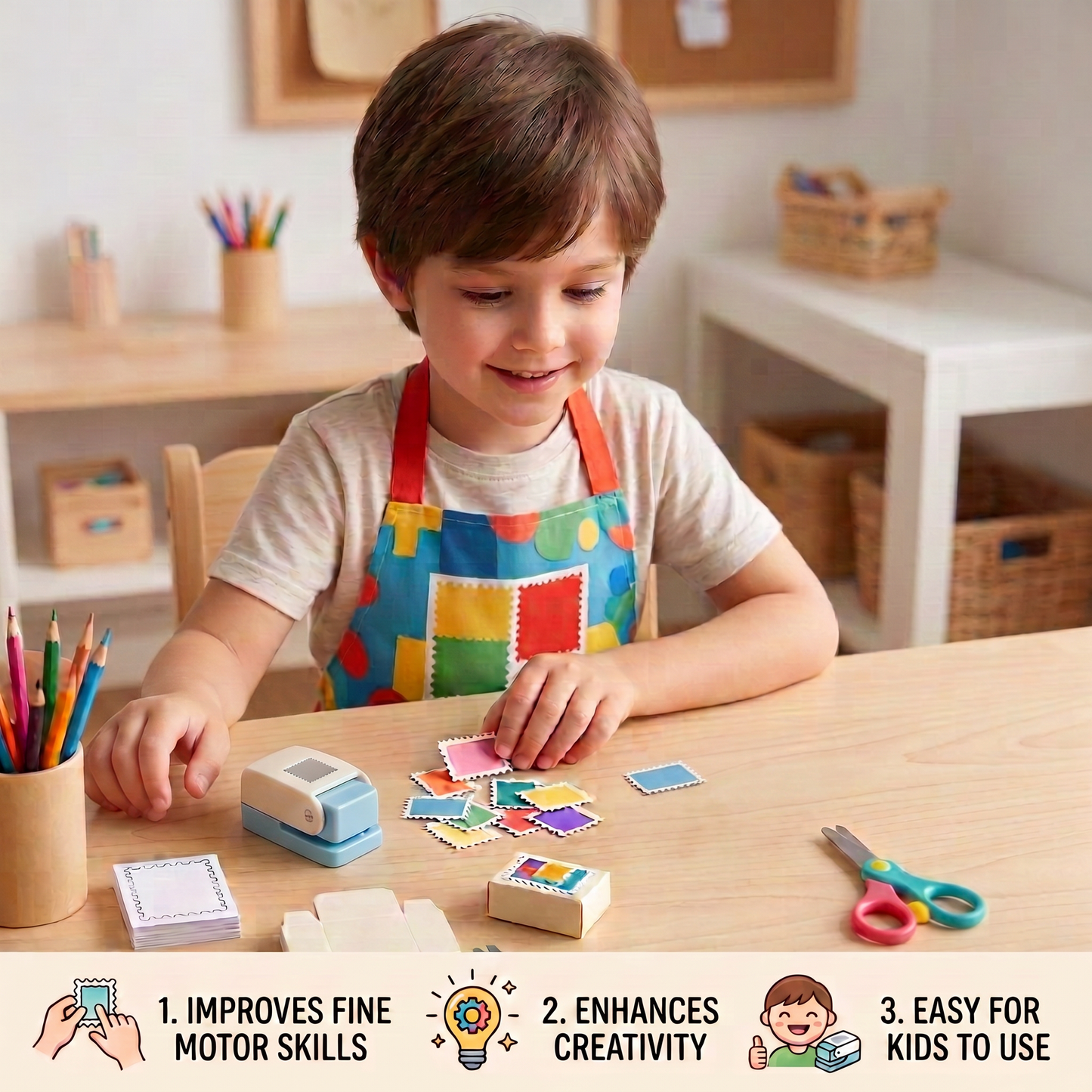 DIY Postage Stamp Paper Punch for Kids’ Arts & Crafts