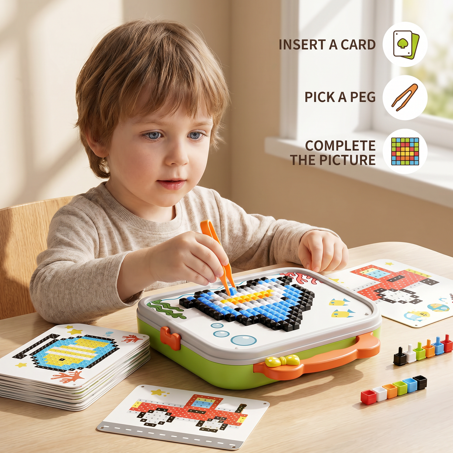 Kids Montessori Mushroom Pegboard Mosaic Puzzle Set