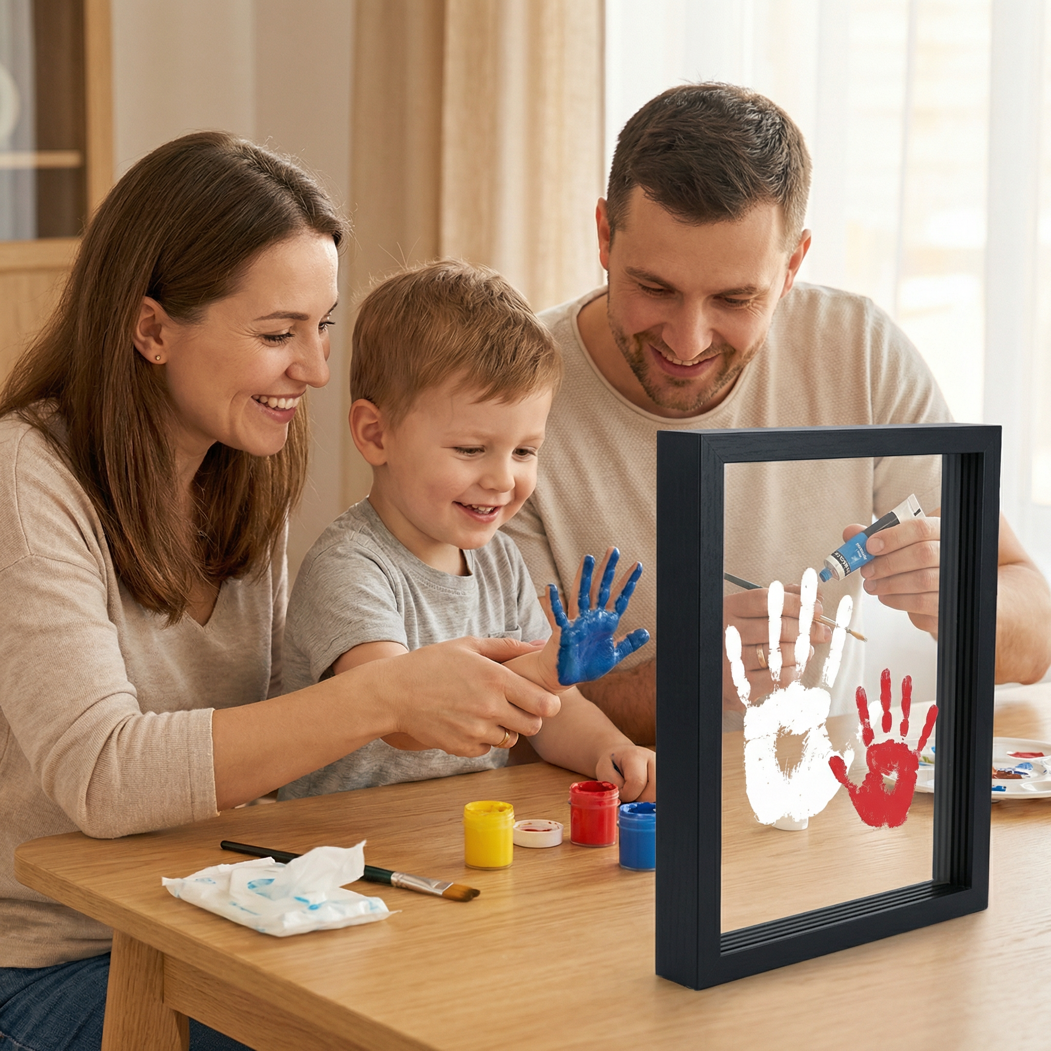 DIY Wooden Handprint Photo Frame Kit – Family Keepsake Set with Paints ...