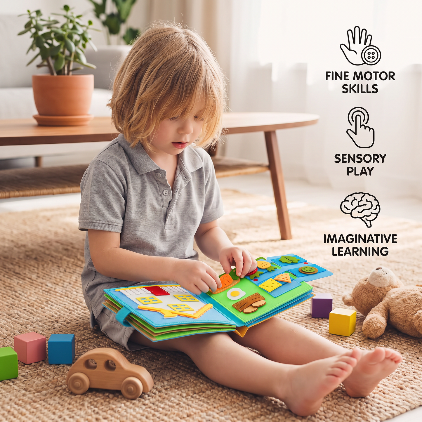 Montessori Felt Busy Book for Children – Dressing, Sorting & Everyday Learning