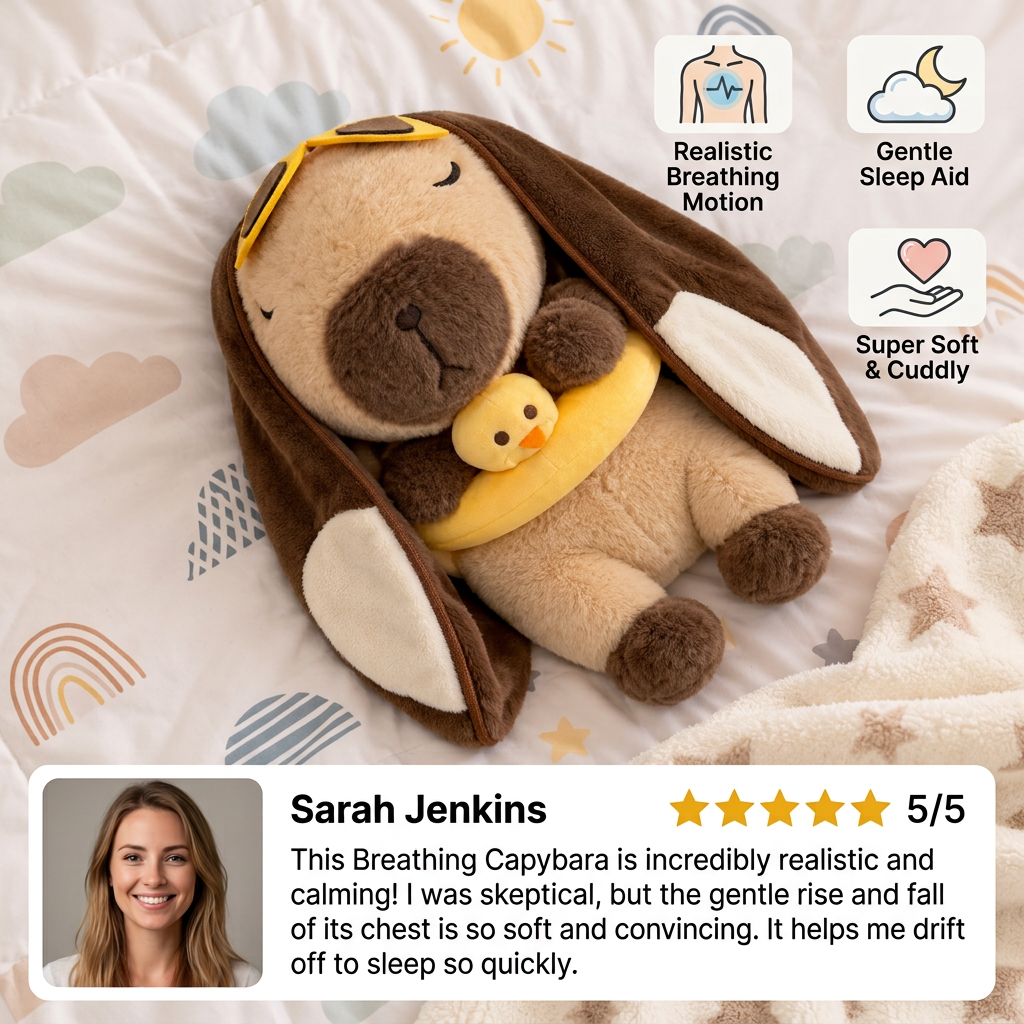 Breathing Capybara Plush Toy – Soft & Cuddly Sleep Companion