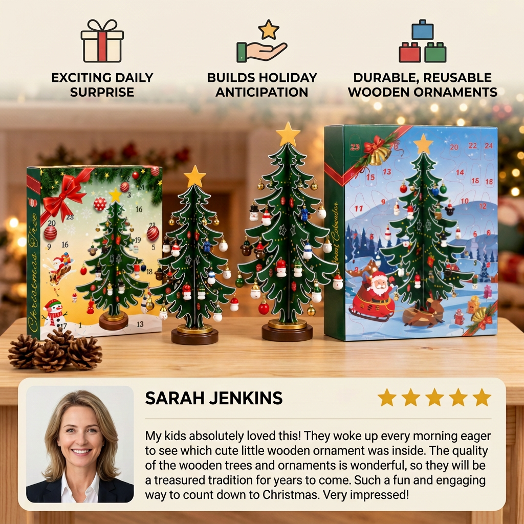 24-Day Mini Christmas Tree Ornament Advent Calendar for Kids