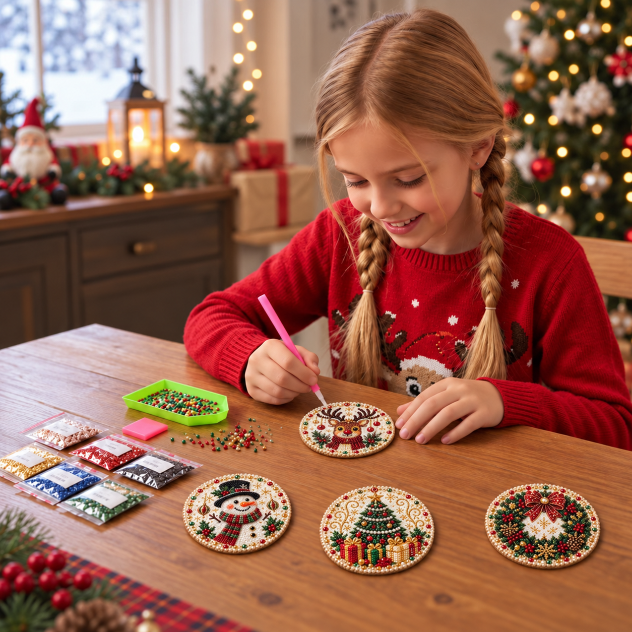 DIY Christmas Wooden Ornament Diamond Painting Kit