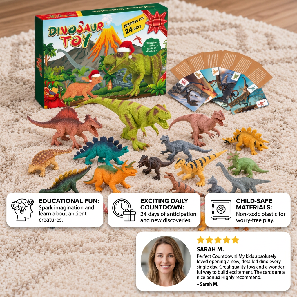 24-Day Dinosaur Toy Advent Calendar with Surprise Figures