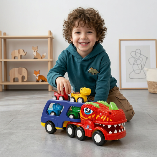Dinosaur Transport Truck Toy Set with Mini Dino Cars