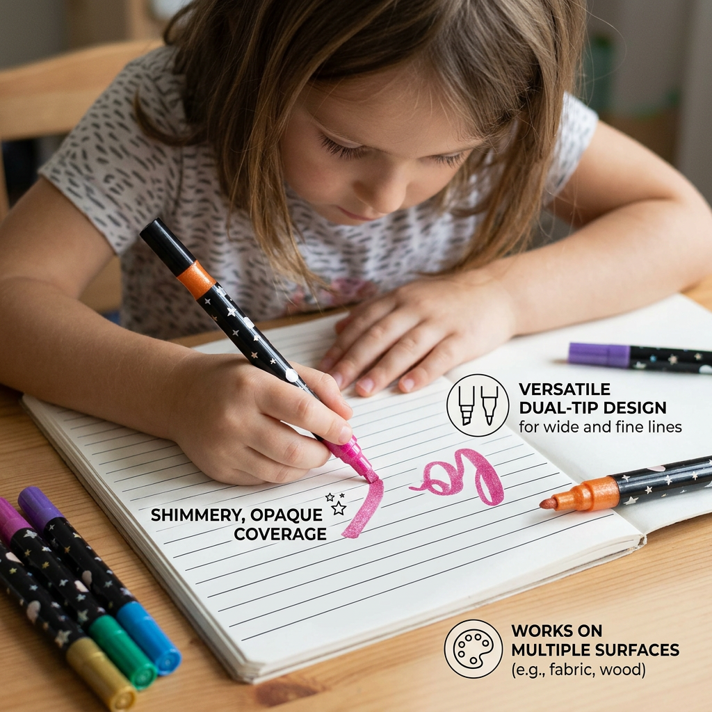 Glitter Dual-Tip Acrylic Paint Marker Set