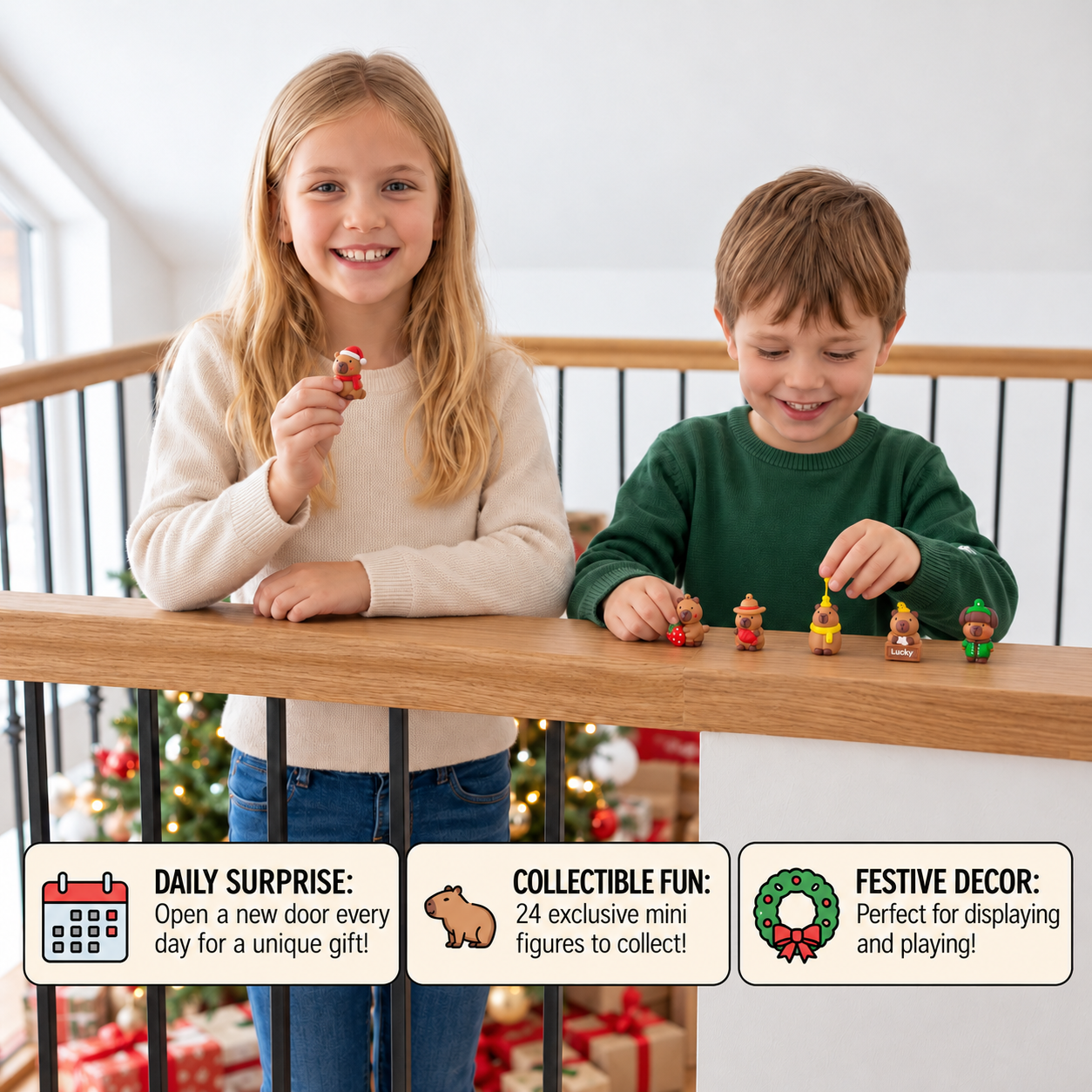 24-Day Capybara Christmas Advent Calendar - 24 Cute Mini Figures