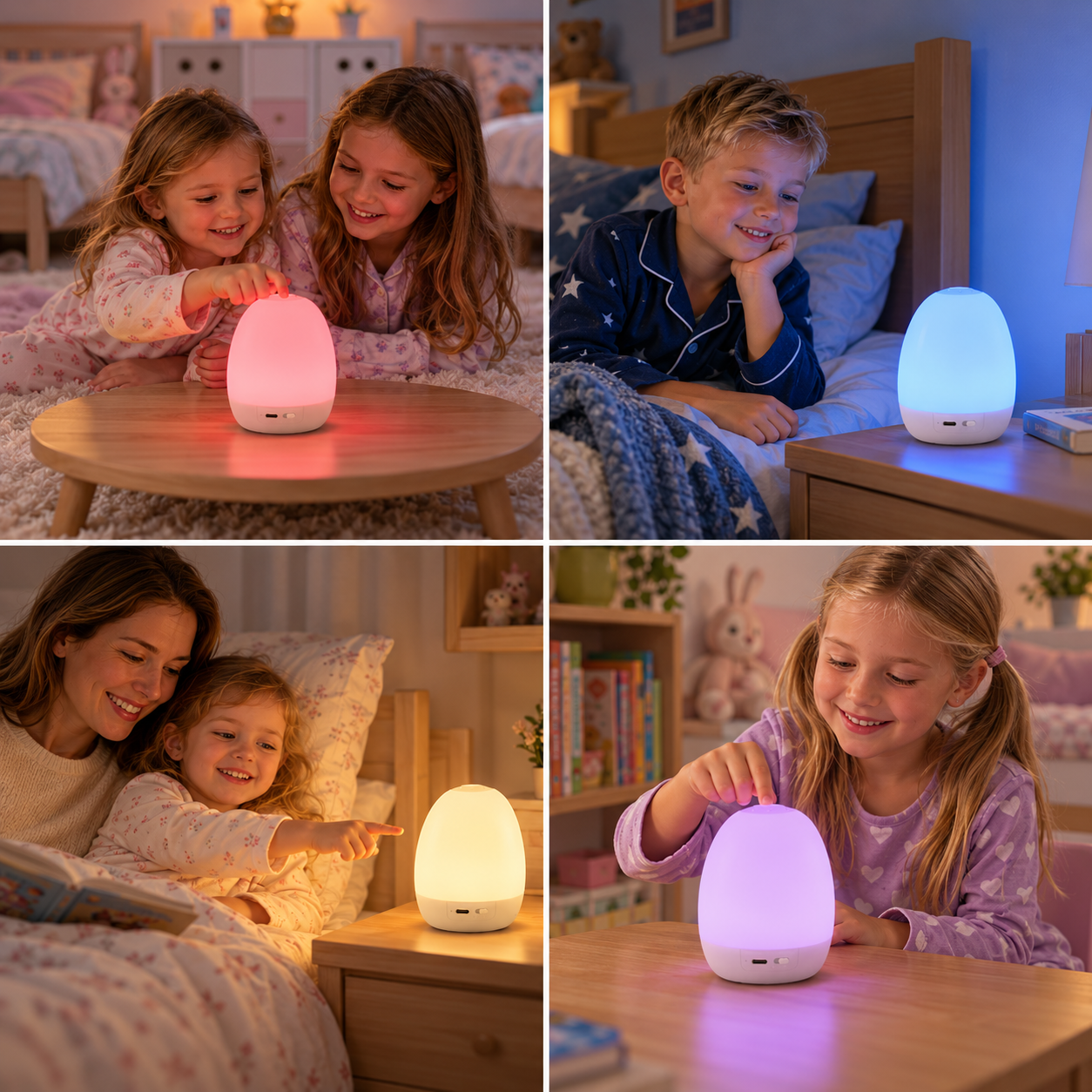 Egg-Shaped Silicone Night Light – Touch Control, 7-Colour Changing