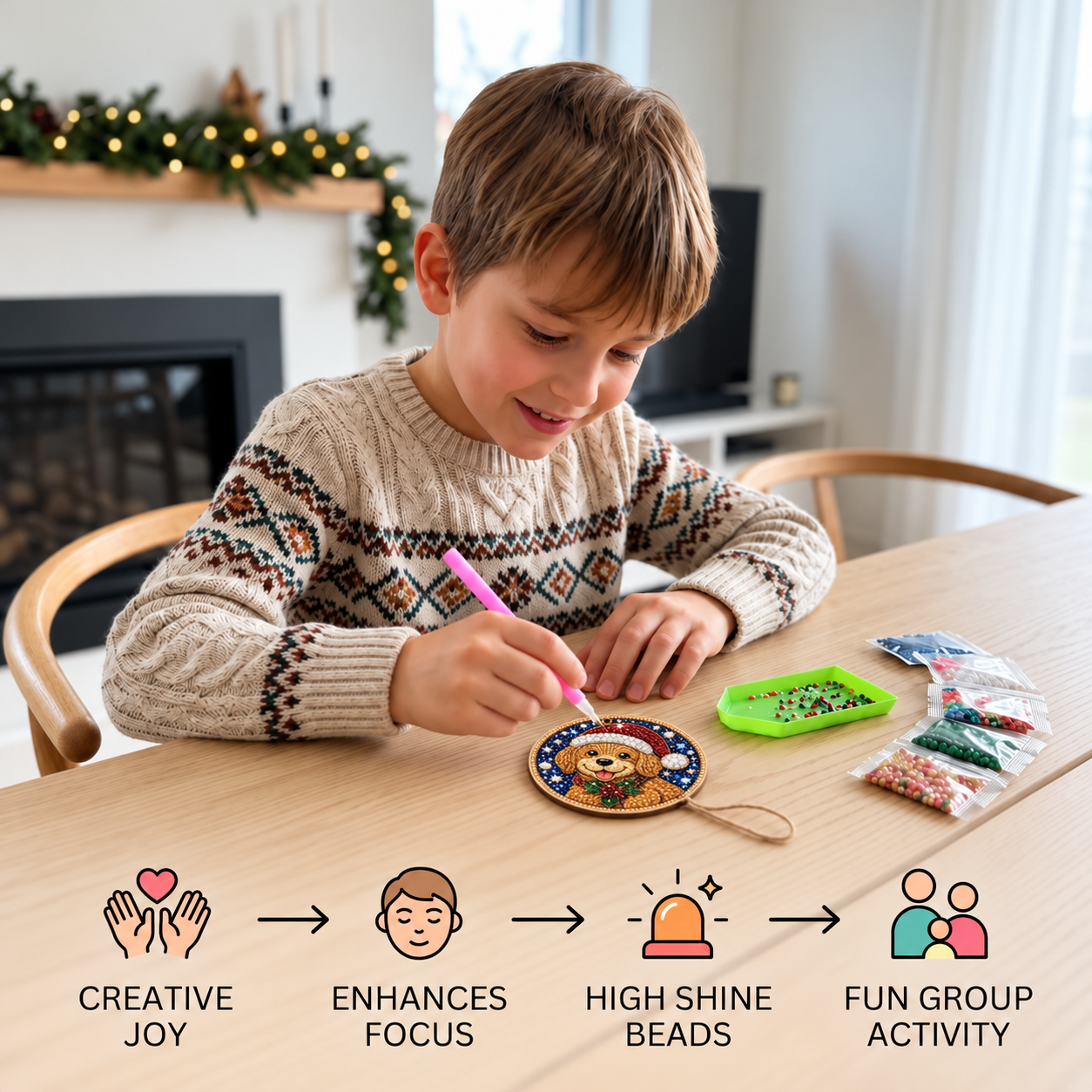 DIY Christmas Wooden Ornament Diamond Painting Kit
