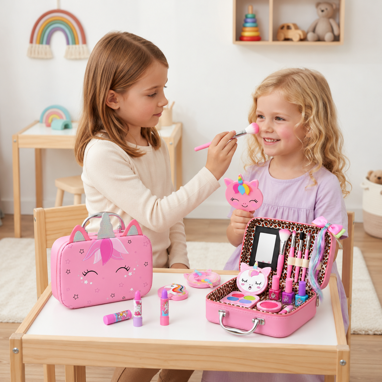 Kids’ Eco-Friendly & Easy-to-Wash Princess Makeup Kit with Cosmetic Bag