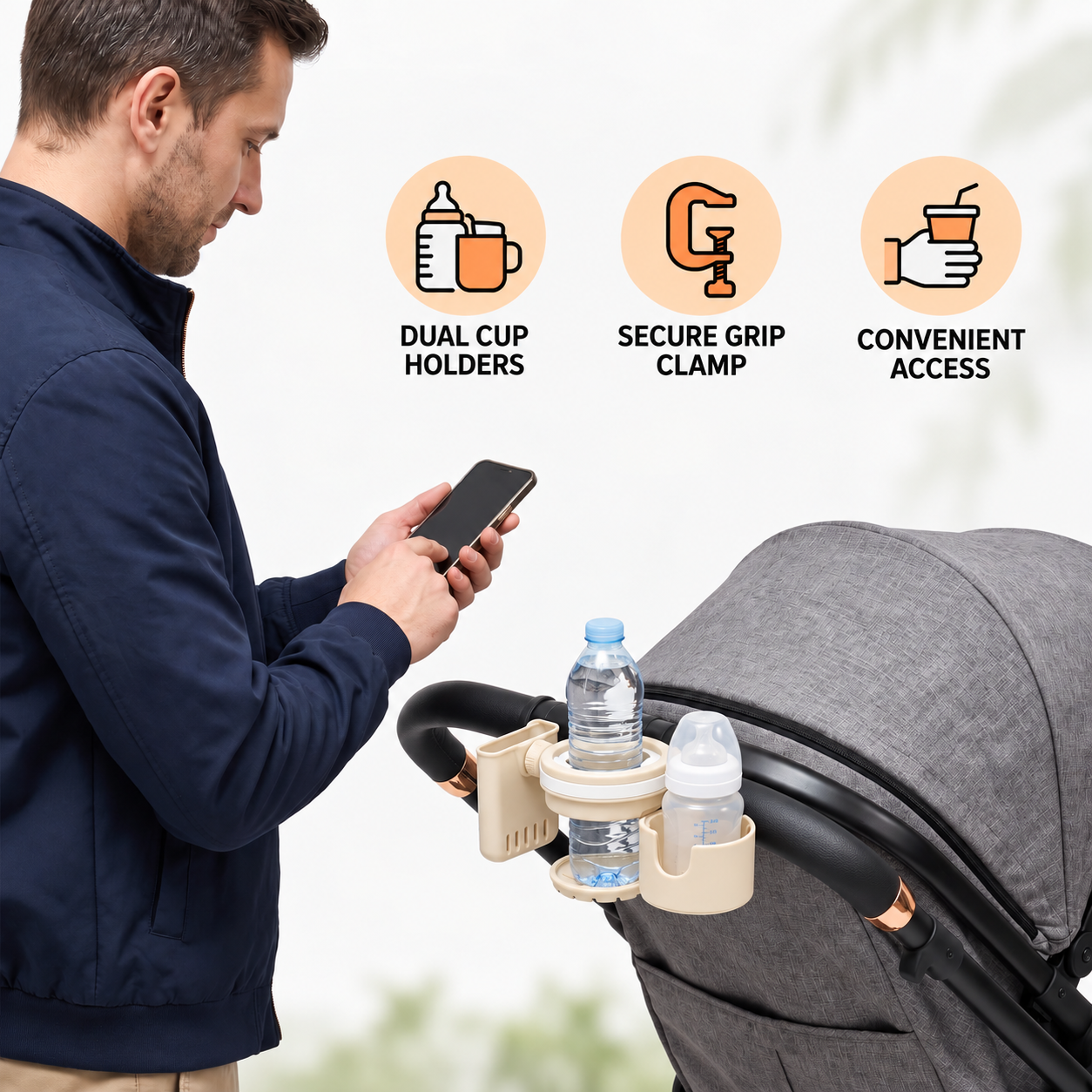 3-in-1 Baby Stroller Cup & Phone Holder