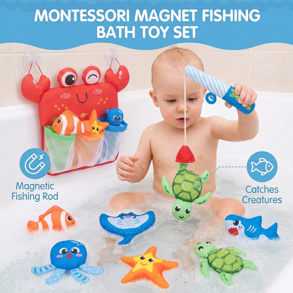 Montessori Magnet Fishing Bath Toy Set