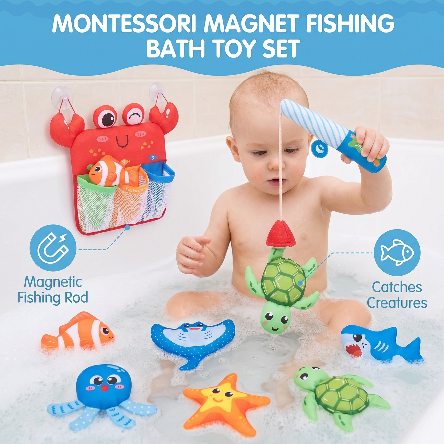 Montessori Magnet Fishing Bath Toy Set