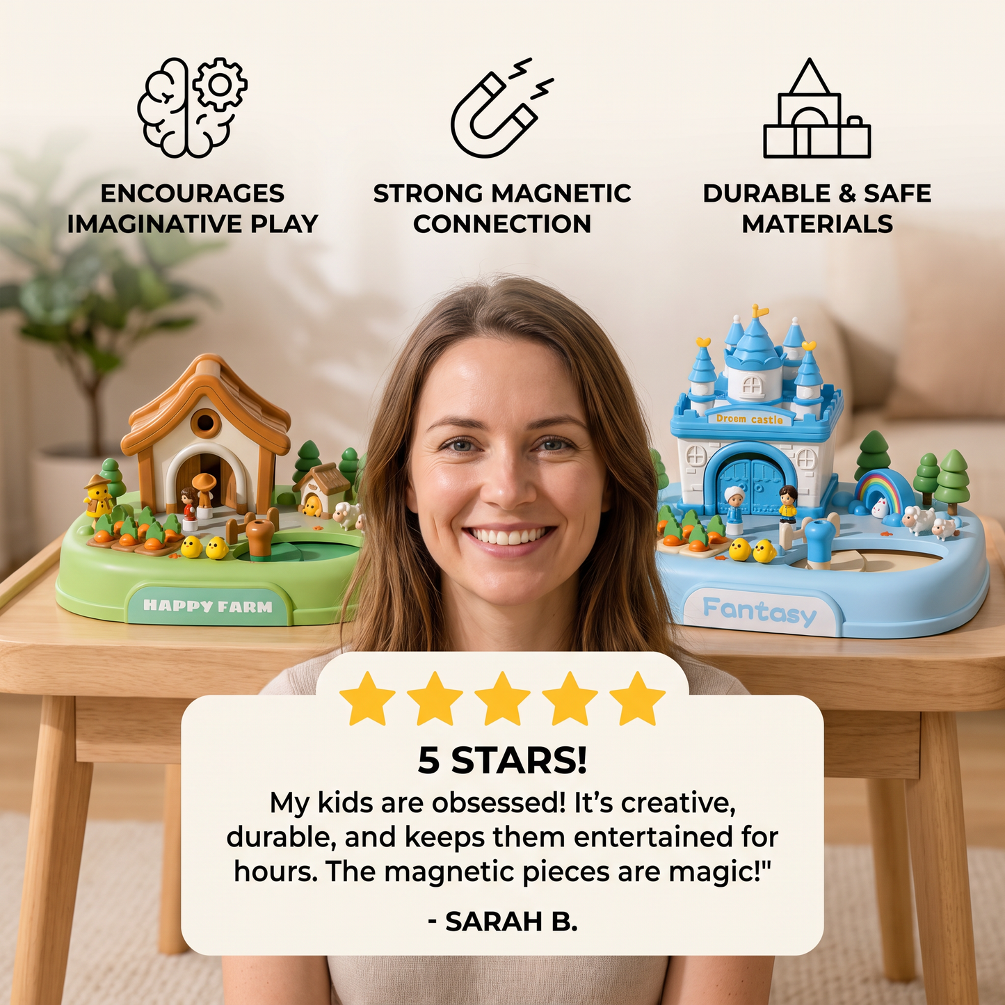 Magnetic Dream Castle & Garden Playset for Kids
