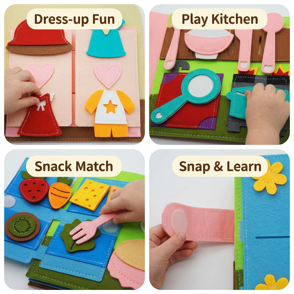 Montessori Felt Busy Book for Children – Dressing, Sorting & Everyday Learning