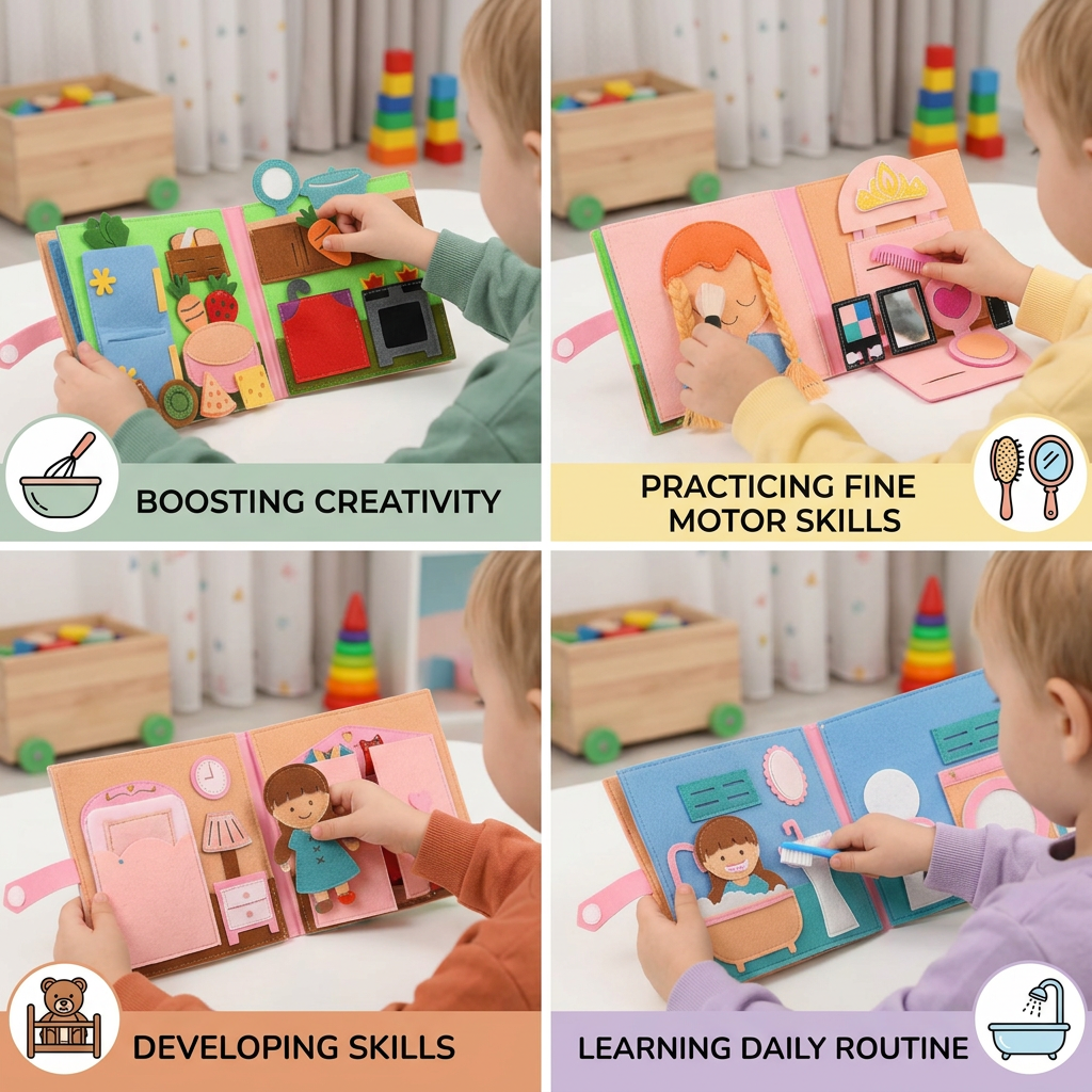 Montessori Felt Busy Book for Children – Dressing, Sorting & Everyday Learning