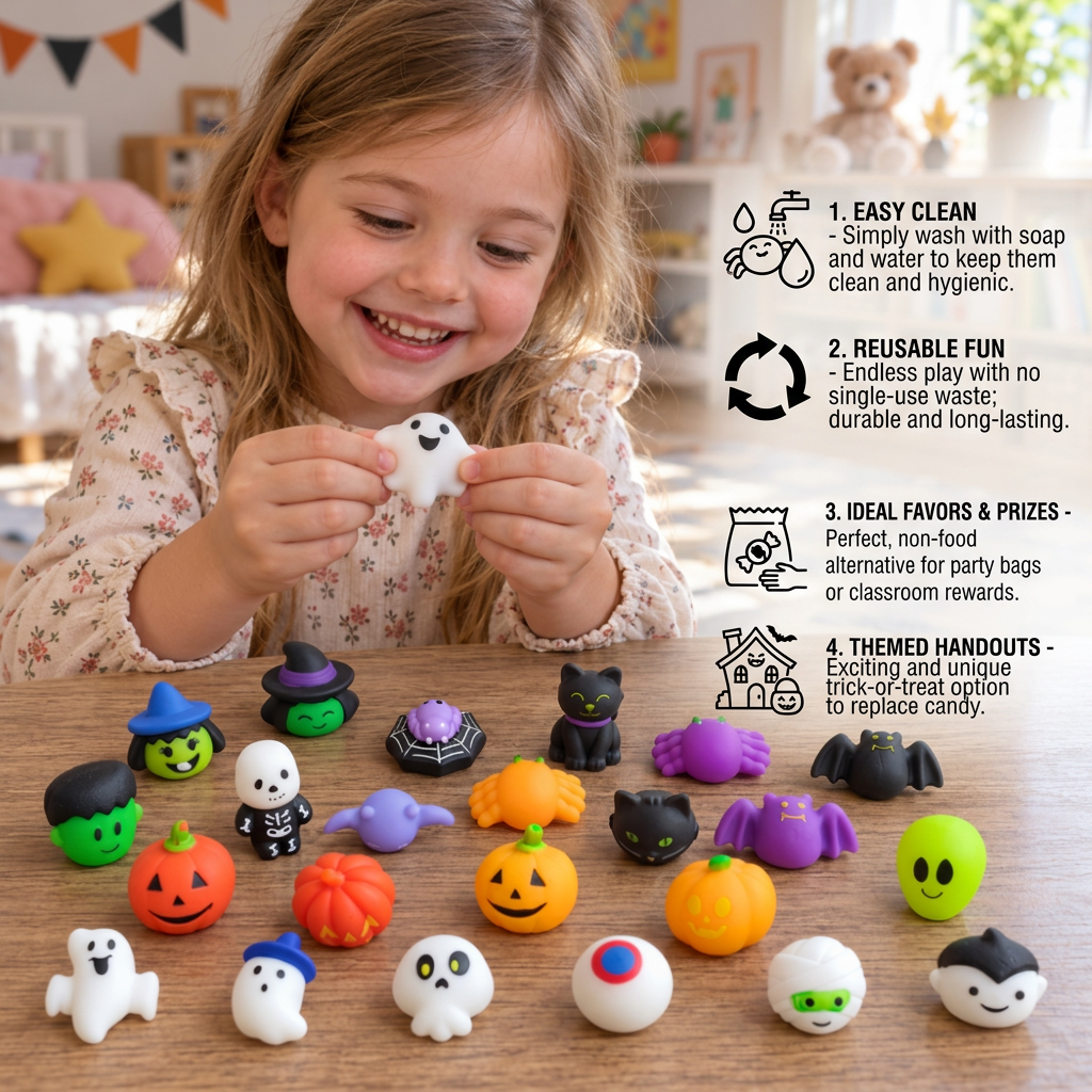 Washable & Reusable Halloween Squishy Toy Set for Party Favors and Trick-or-Treating