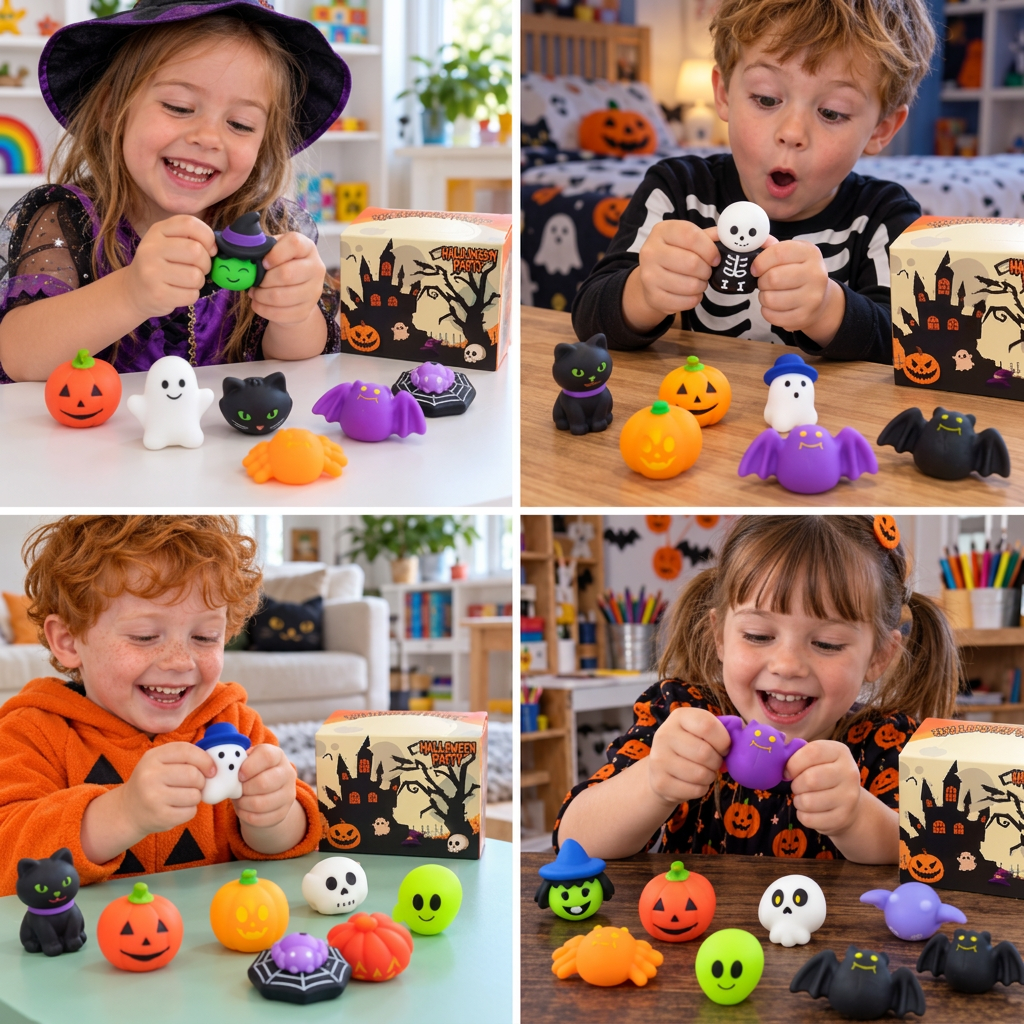 Washable & Reusable Halloween Squishy Toy Set for Party Favors and Trick-or-Treating