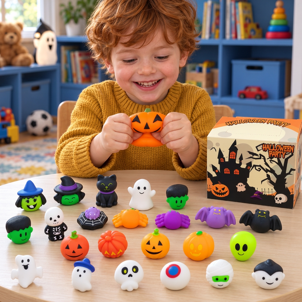 Washable & Reusable Halloween Squishy Toy Set for Party Favors and Trick-or-Treating