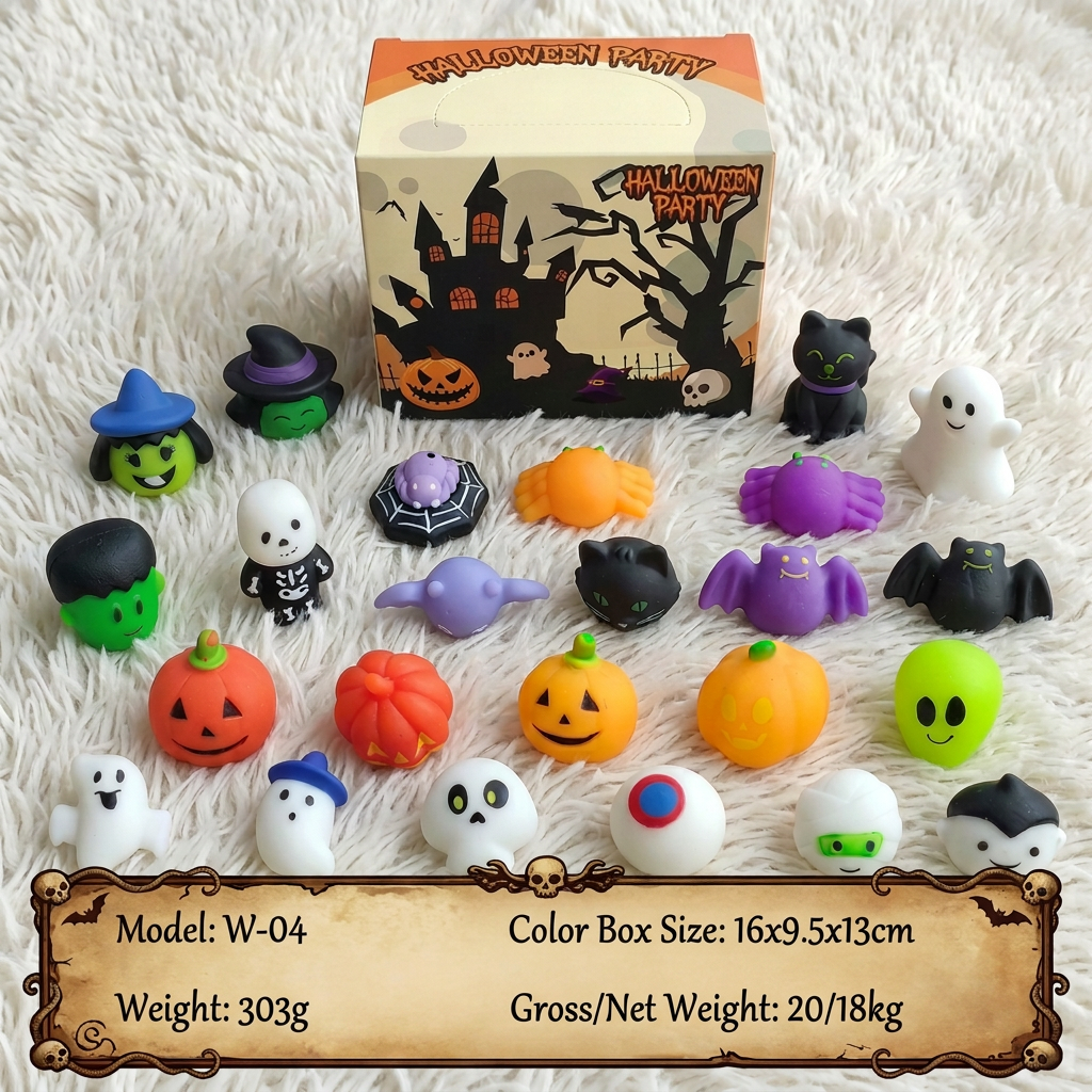 Washable & Reusable Halloween Squishy Toy Set for Party Favors and Trick-or-Treating