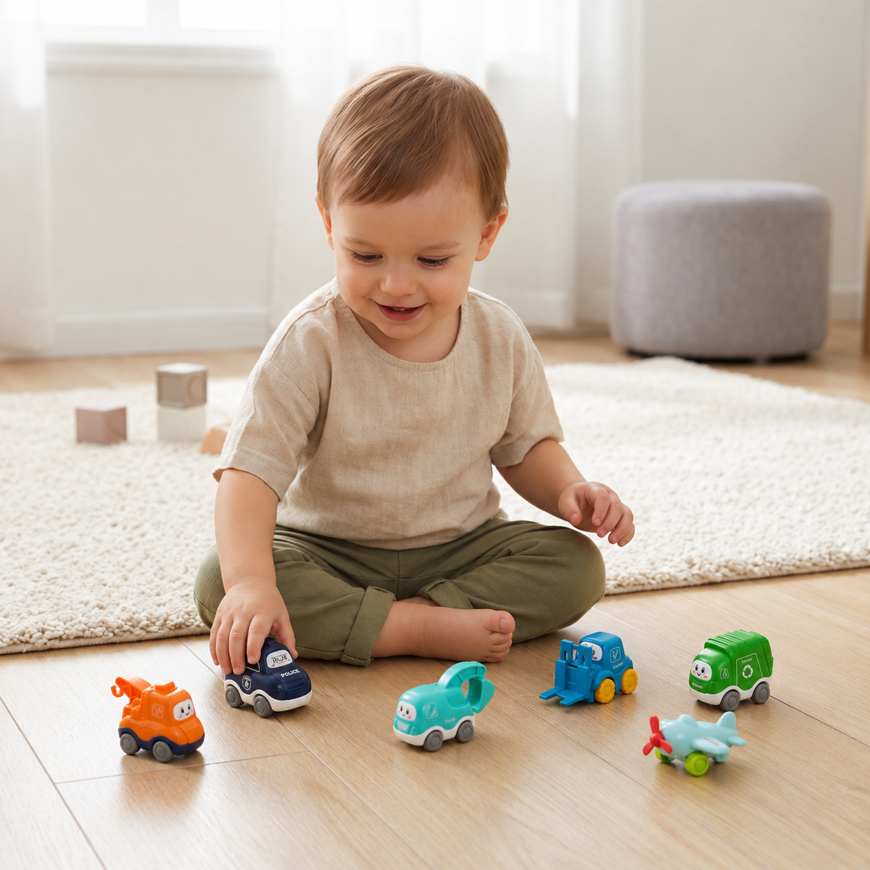 Toddler Toy Truck & Car Set with Play Mat Storage Bag